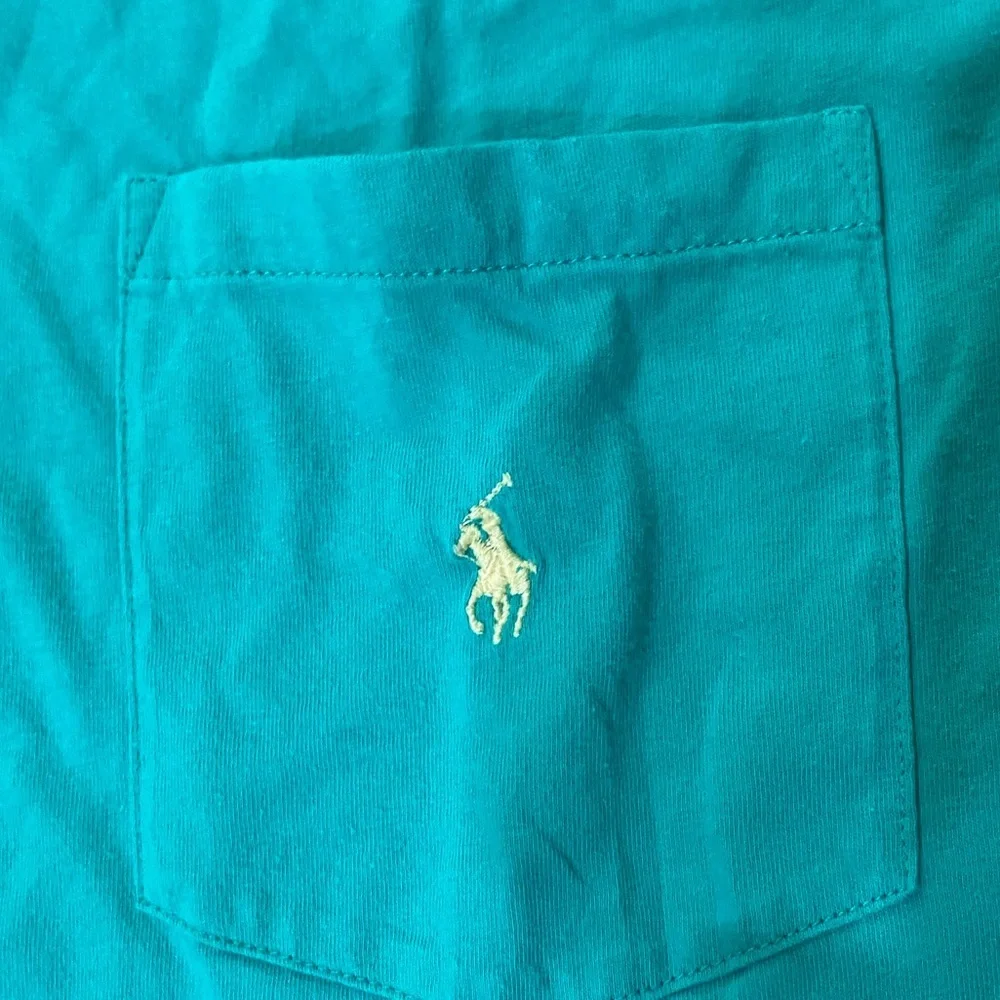 Ralph Lauren  Aqua Short Sleeve Tee with pocket size L, 100% Cotton
